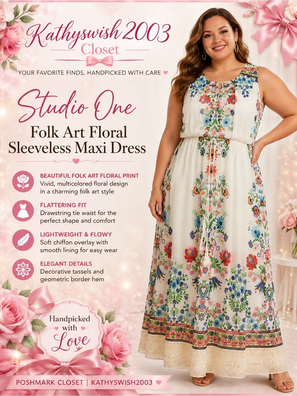 Studio One White Maxi Dress with Multicolor Floral Print